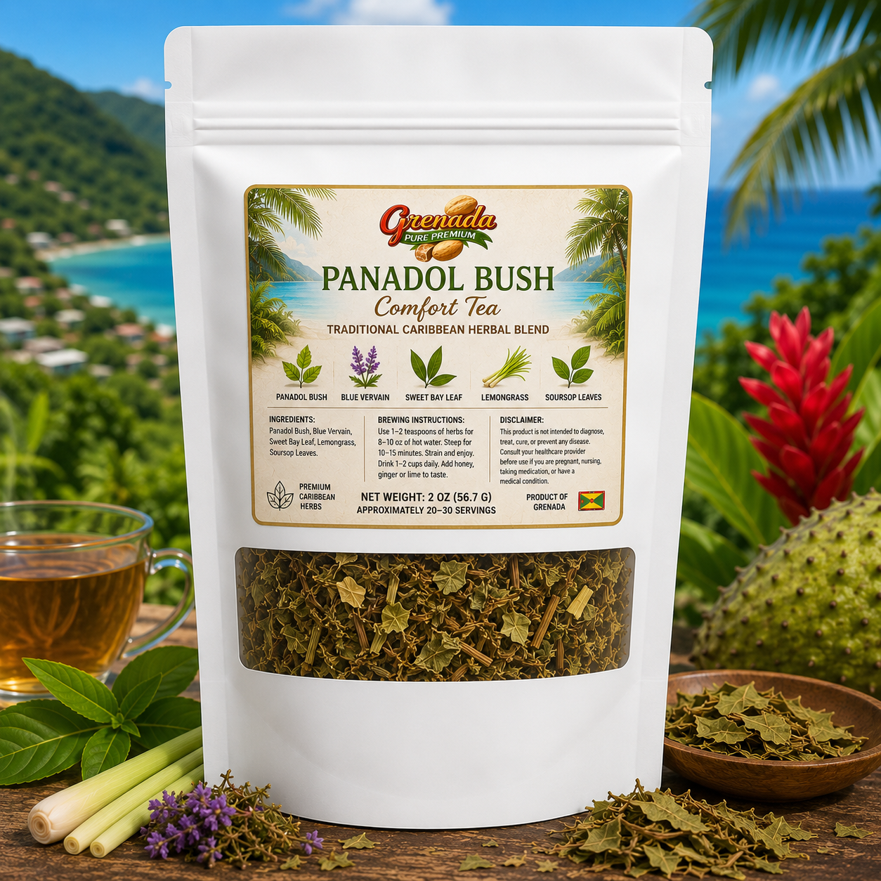 Panadol Bush Relief Tea | Traditional Caribbean Herbal Blend | Grenada Pure Premium