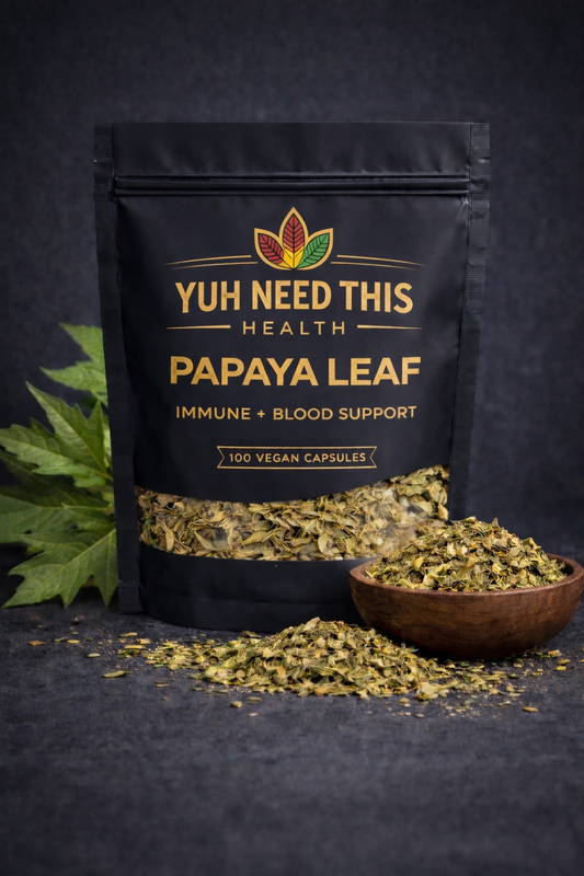 YOU NEED THIS HEALTH… Black Leaf Papaya – Immune & Blood Support (Loose Herb 4oz)
by Yuh Need This Health™