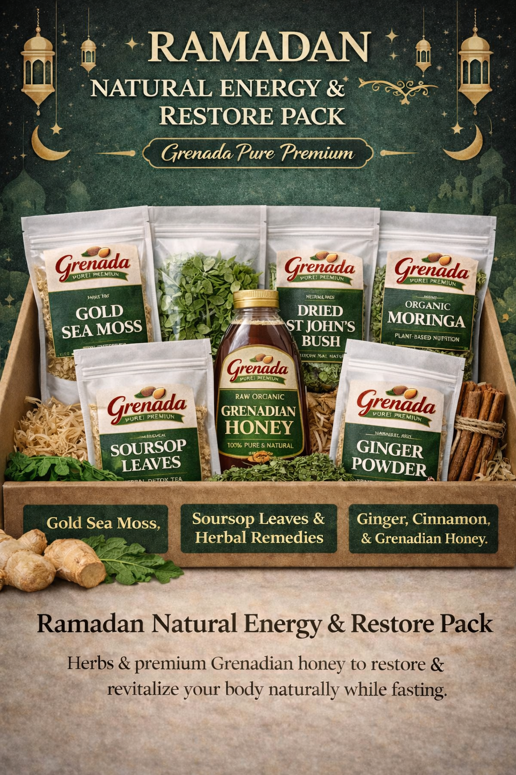 Ramadan Natural Energy & Restore Pack – Grenada Pure Premium